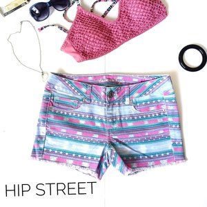 AMERICAN EAGLE Stretch Pastel Stripe Tribal Print Low Rise Jean Shorts 8
